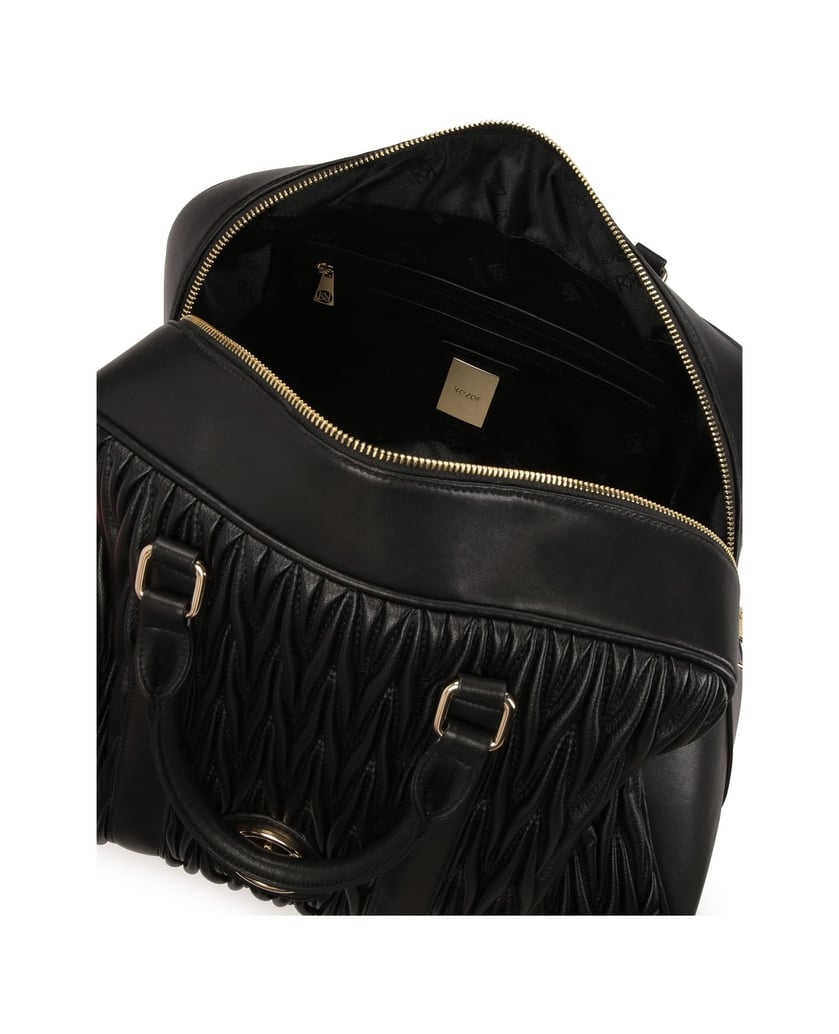 Kazar-Schwarze-Reisetasche-aus-weichem,-gestep-schwarz