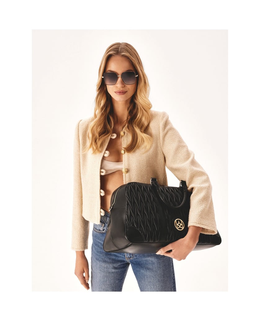 Kazar-Schwarze-Reisetasche-aus-weichem,-gestep-schwarz