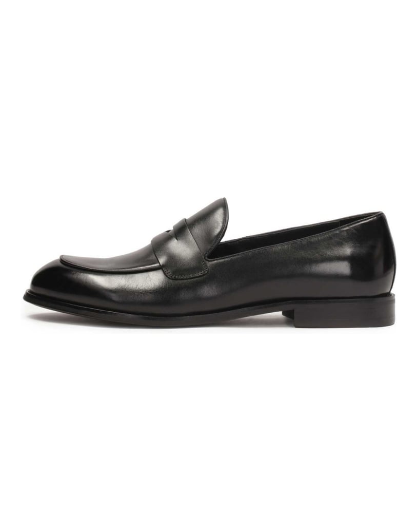 Kazar-Black-leather-men's-penny-loafers-černá