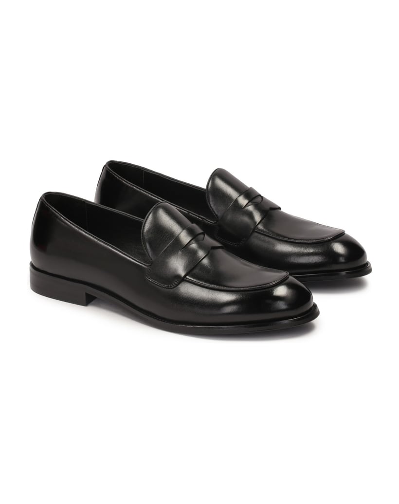 Kazar-Black-leather-men's-penny-loafers-černá