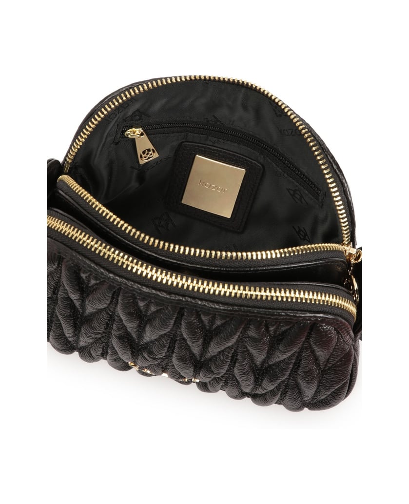Kazar-Kleine-schwarze-Gürtelhandtasche-mit-mod