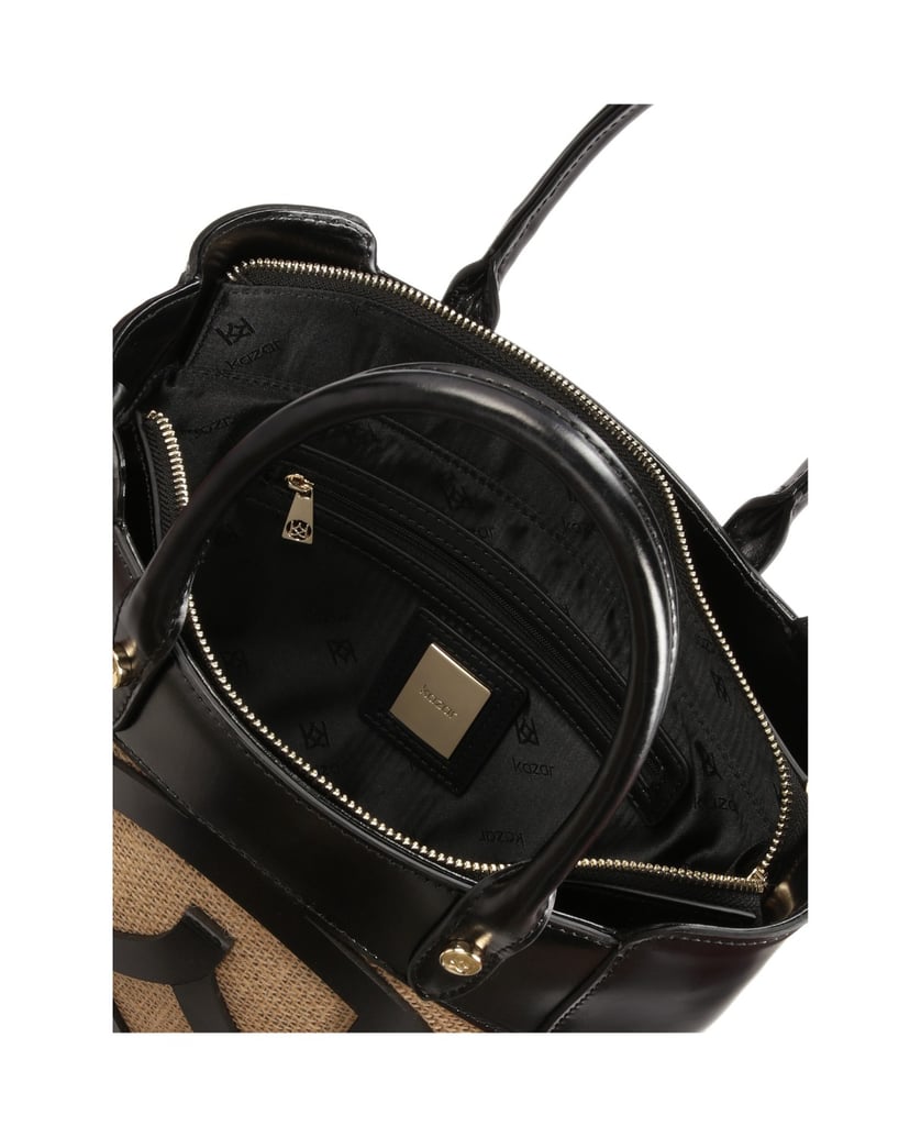 Kazar-Schwarze-Lederhandtasche-mit-durchbroche