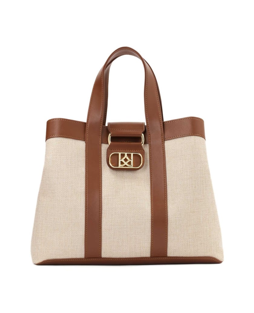 Kazar-Handtasche-aus-braunem-und-beigem-Stoff-beige