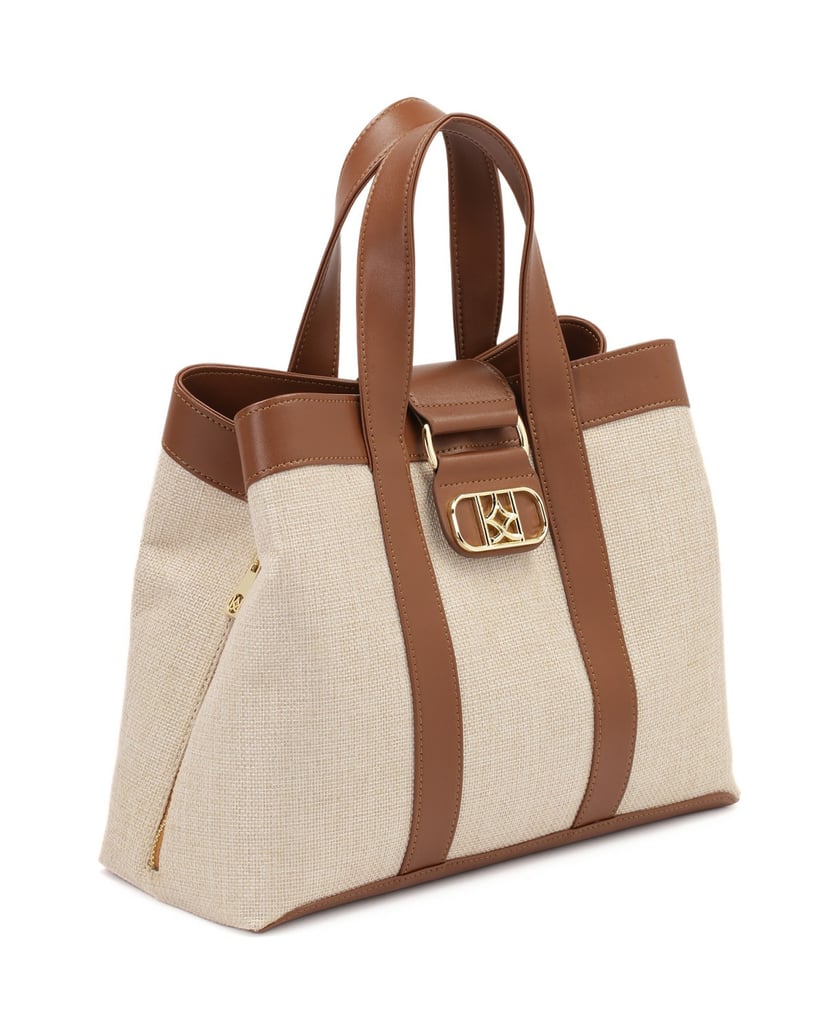 Kazar-Handtasche-aus-braunem-und-beigem-Stoff-beige