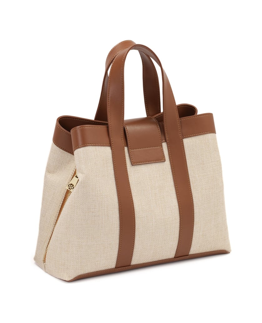 Kazar-Handtasche-aus-braunem-und-beigem-Stoff-beige