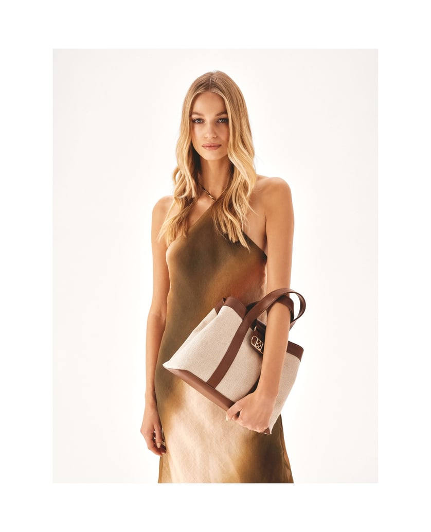 Kazar-Handtasche-aus-braunem-und-beigem-Stoff-beige