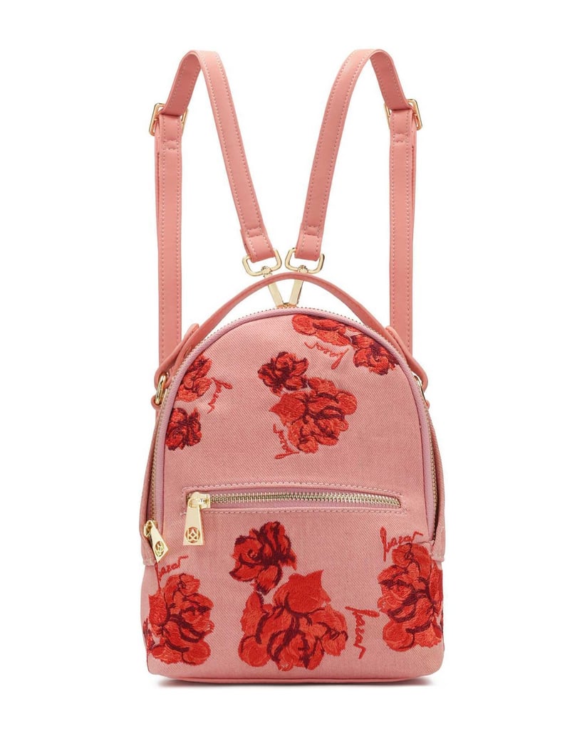 Kazar-Rosa-geblümter-Stoff-2-in-1-Rucksack