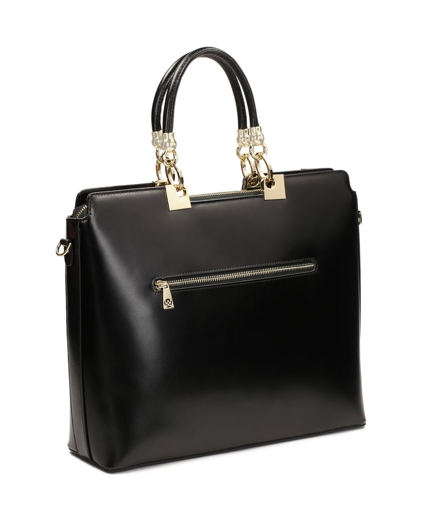 Kazar-Schwarz-beige-Business-Handtasche-mit-st