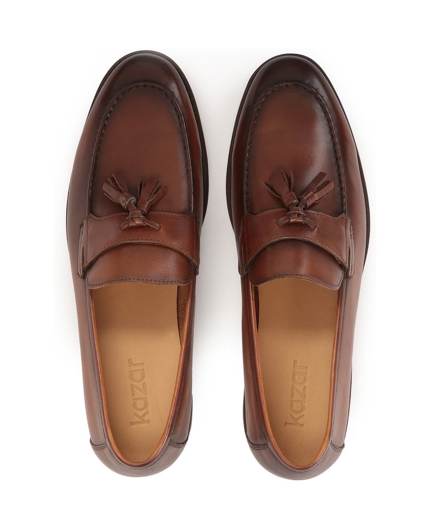 Kazar-Lässige-Herren-Loafer-aus-Leder-braun