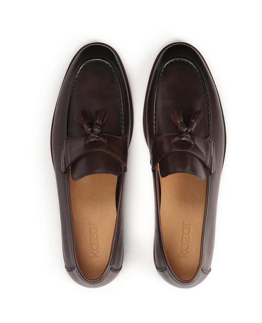 Kazar-Brown-leather-loafers-with-tassels-tmavě-hnědá