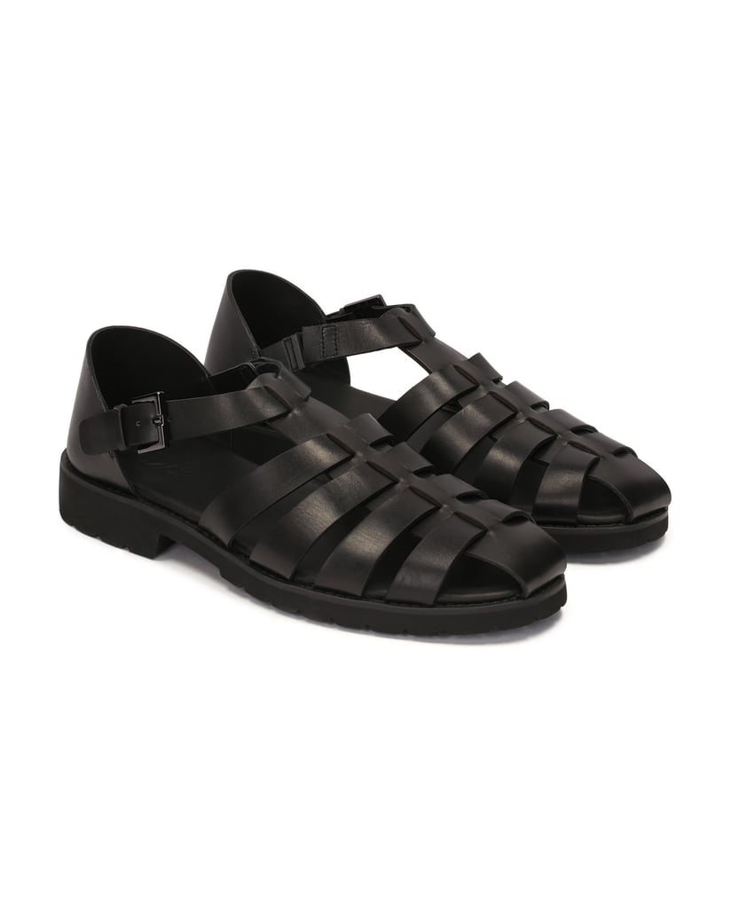 Kazar-Schwarze-Herrensandalen-mit-überzogenem-schwarz