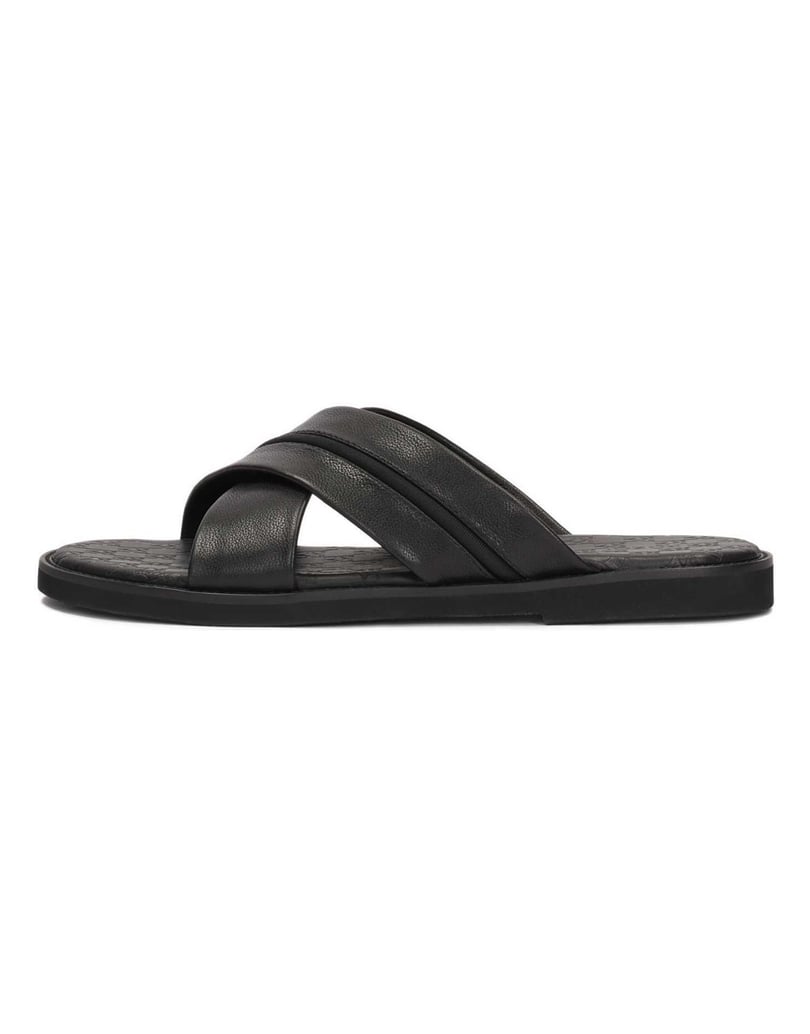 Kazar-Mens-leather-slides-with-criss-cross-straps-černá