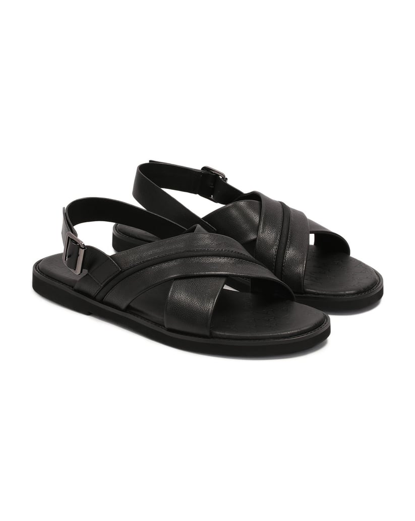 Kazar-Schwarze-Ledersandalen-mit-Schnalle-schwarz
