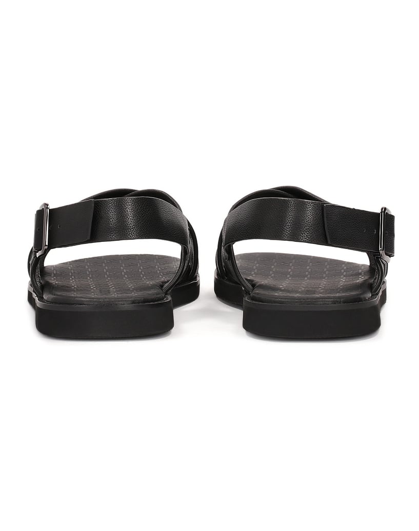 Kazar-Schwarze-Ledersandalen-mit-Schnalle-schwarz