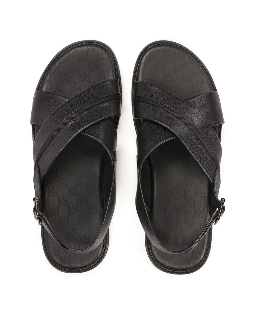 Kazar-Schwarze-Ledersandalen-mit-Schnalle-schwarz