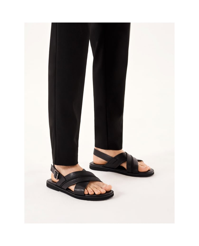 Kazar-Schwarze-Ledersandalen-mit-Schnalle-schwarz