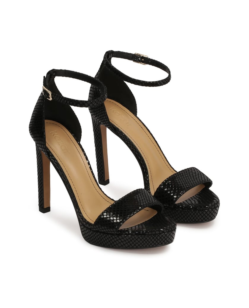 Kazar-Black-sandals-on-an-embossed-leather-platform-černá