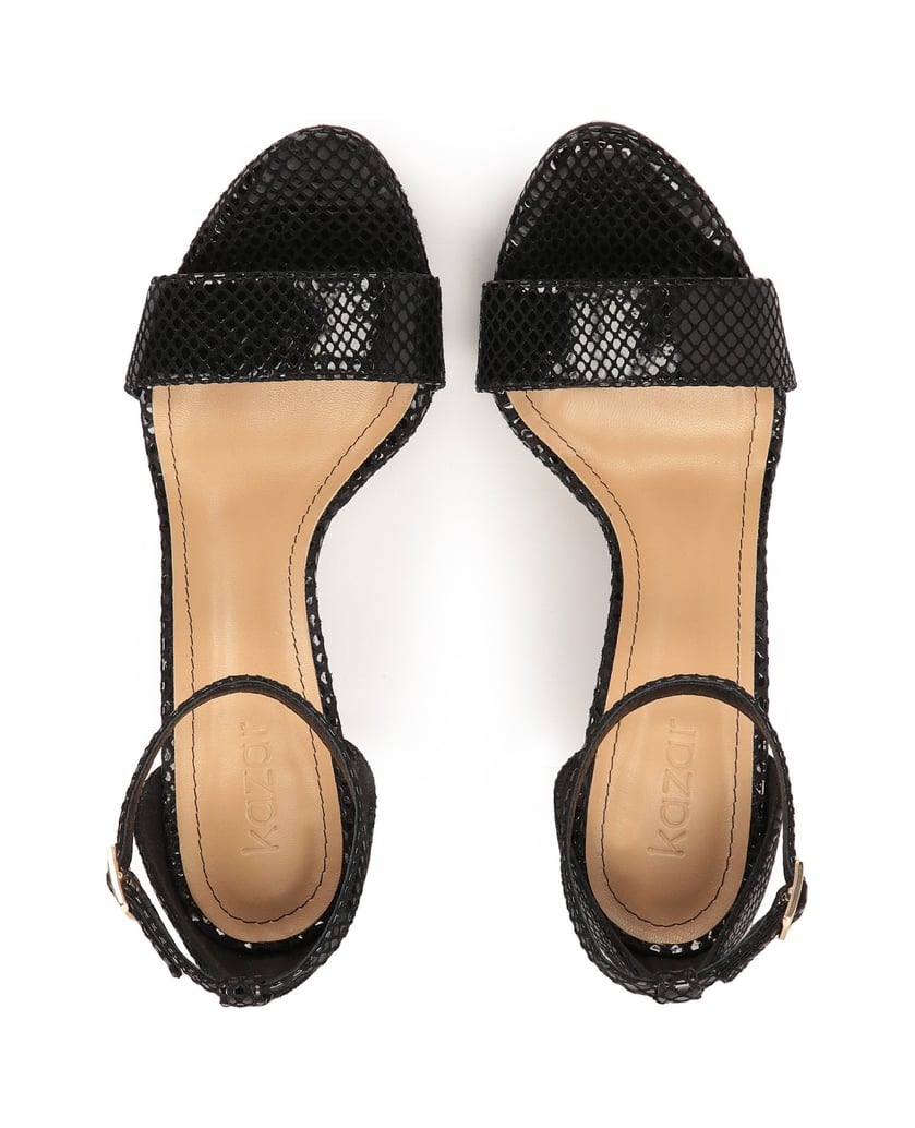 Kazar-Black-sandals-on-an-embossed-leather-platform-černá
