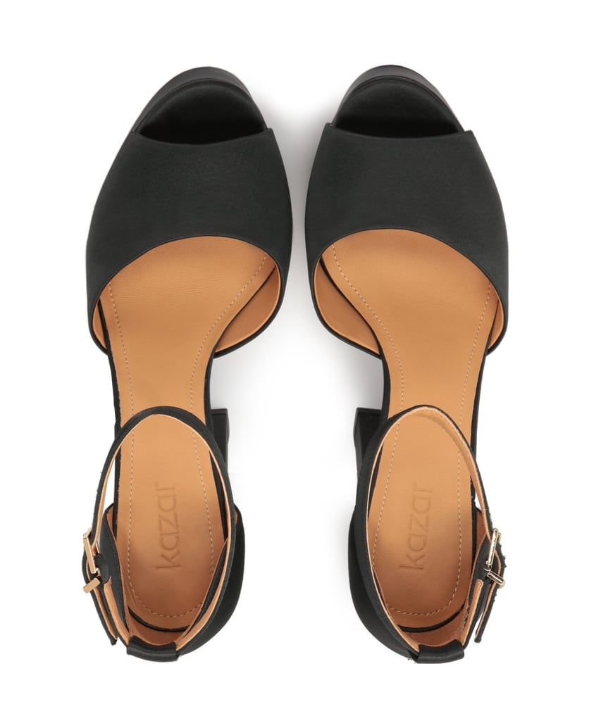 Kazar-Black-fabric-sandals-with-chunky-platform-and-heel-čierna