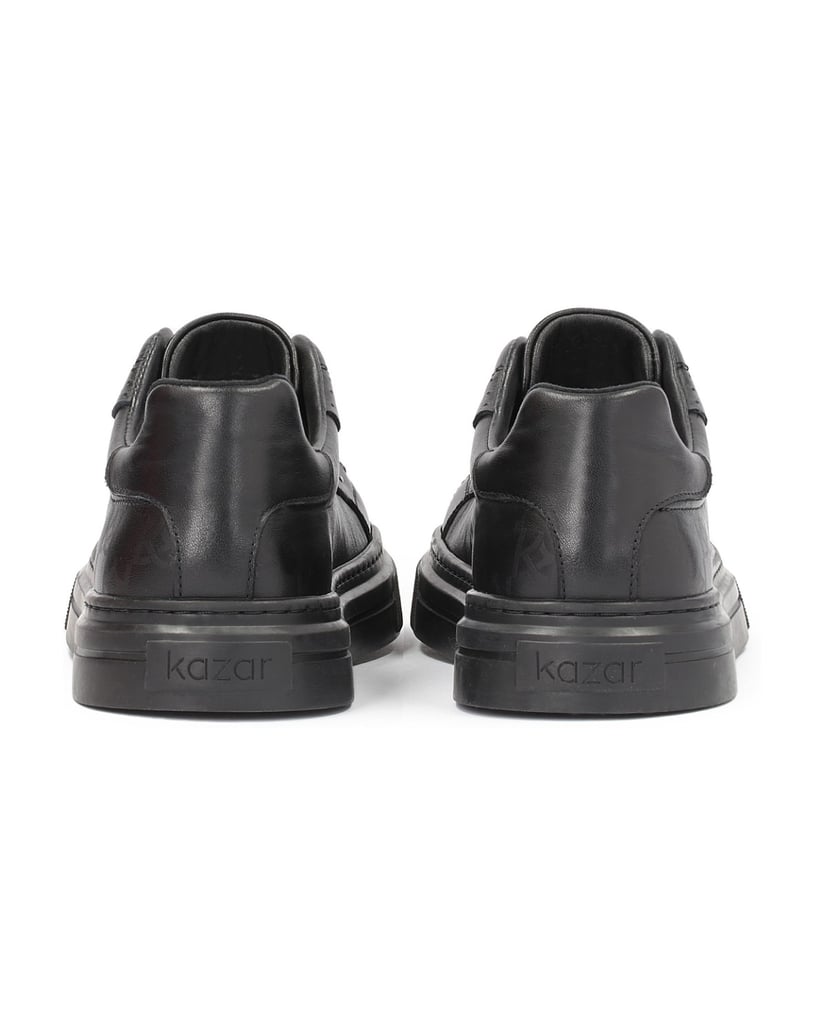 Kazar-Schwarze-Herren-Sneaker-aus-Leder-mit-KA