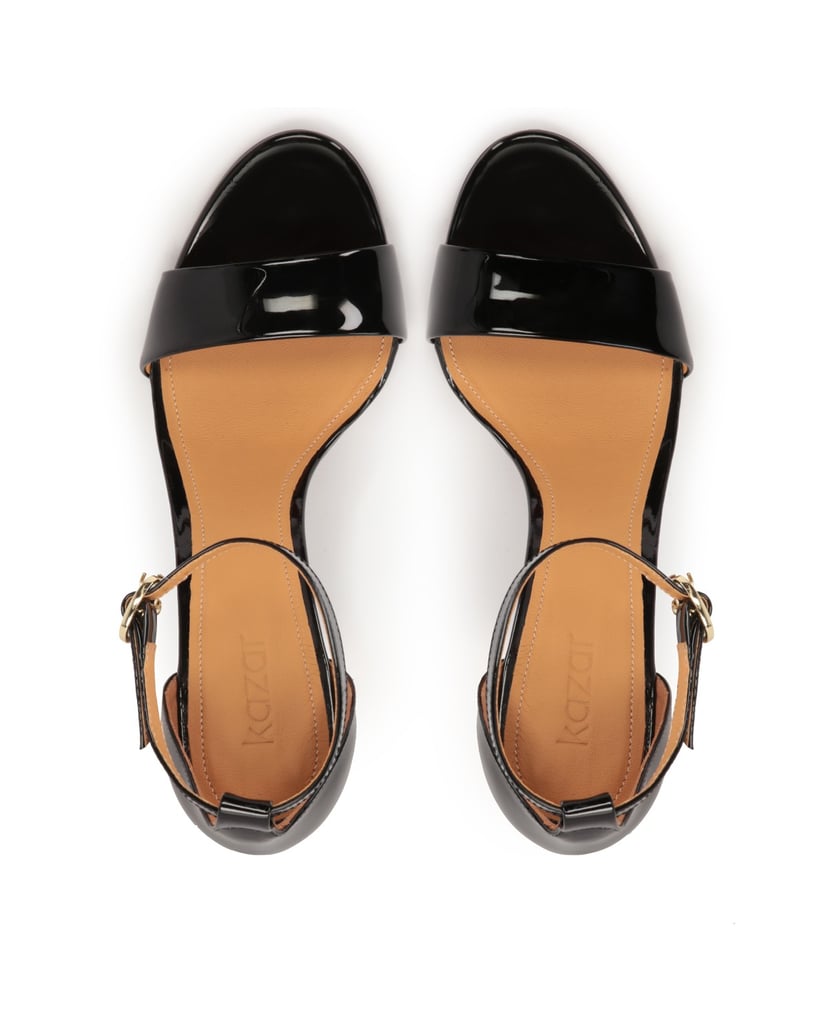 Kazar-Black-patent-leather-sandals-with-slim-heel-černá
