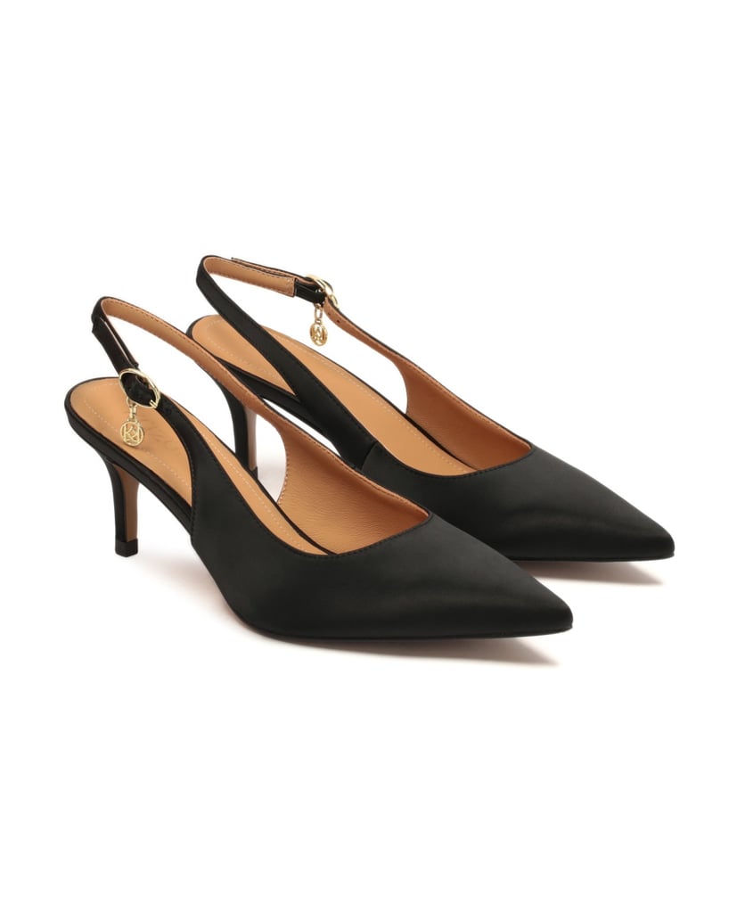 Kazar-Schwarze-Stoffpumps-mit-offenen-Absätzen-schwarz