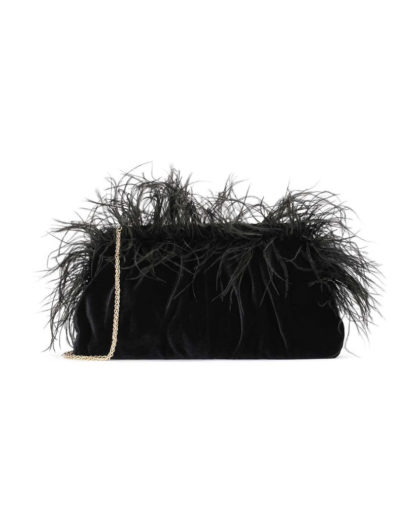Kazar-Schwarzes-Abendtäschchen-mit-Federn
