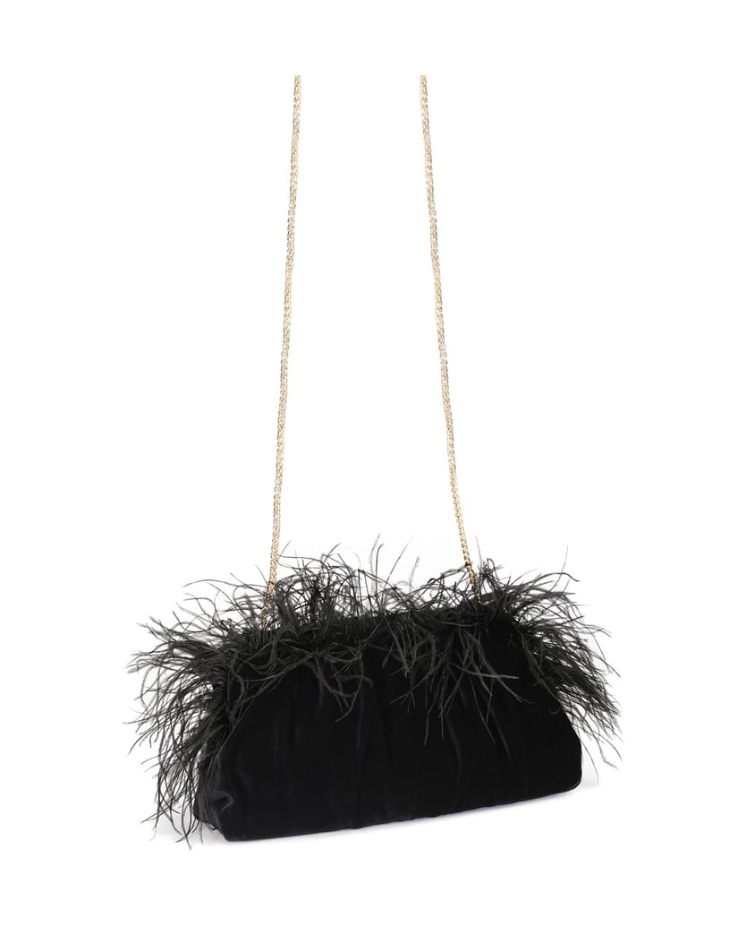 Kazar-Schwarzes-Abendtäschchen-mit-Federn