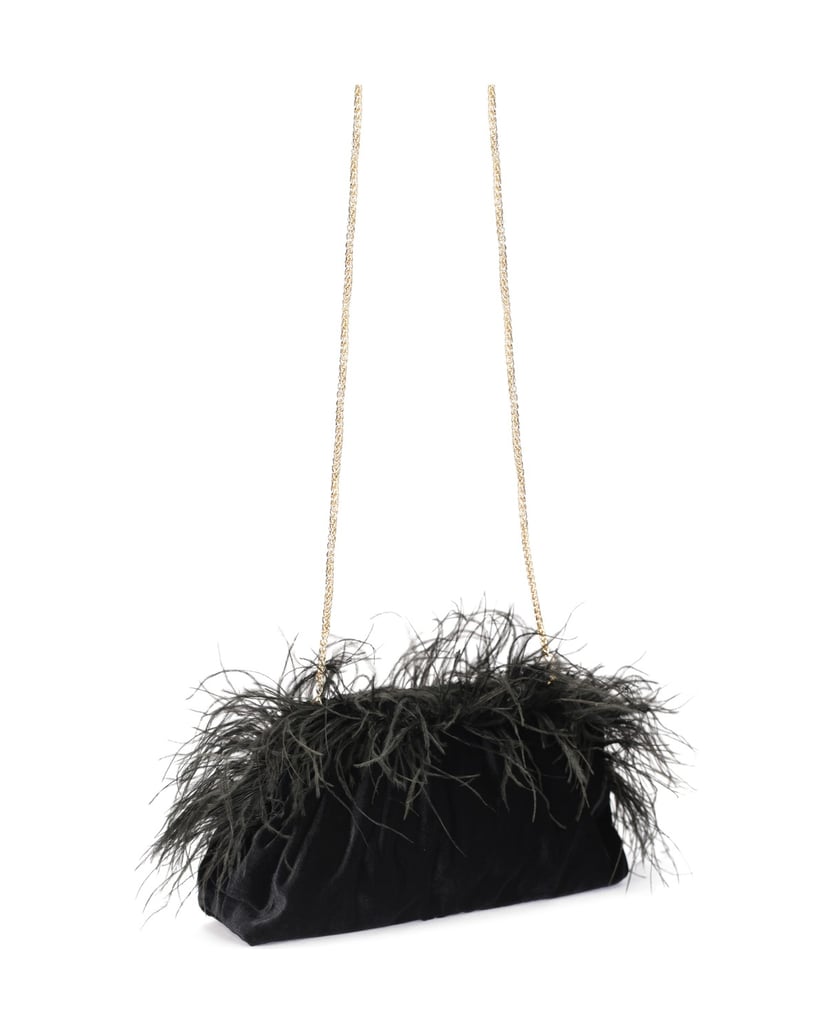 Kazar-Schwarzes-Abendtäschchen-mit-Federn