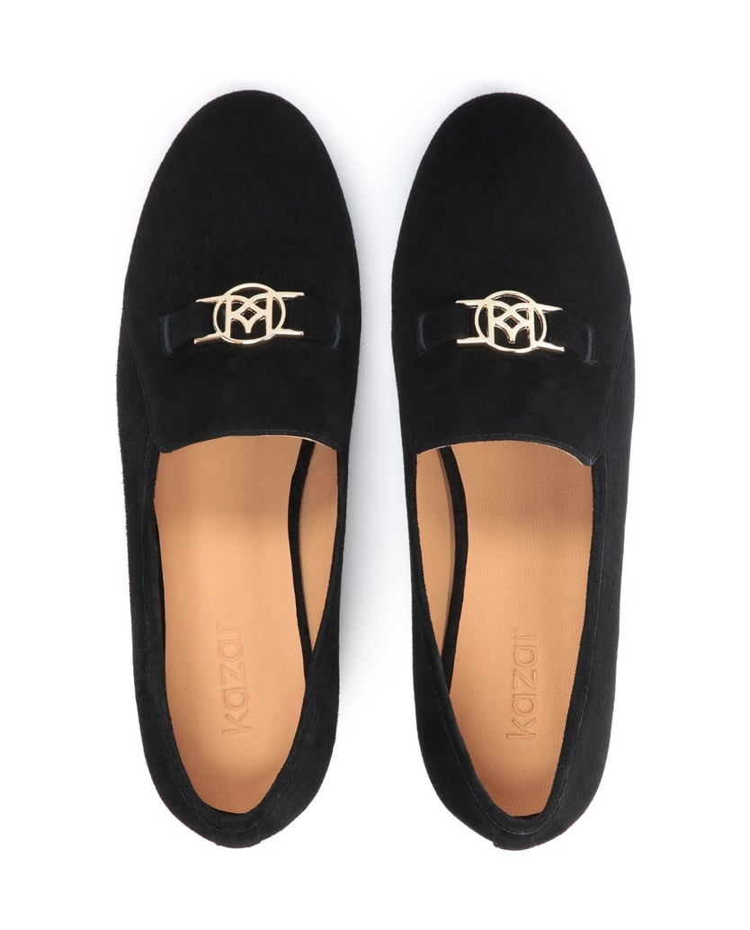 Kazar-Ladies-black-soft-suede-flat-shoes-čierna