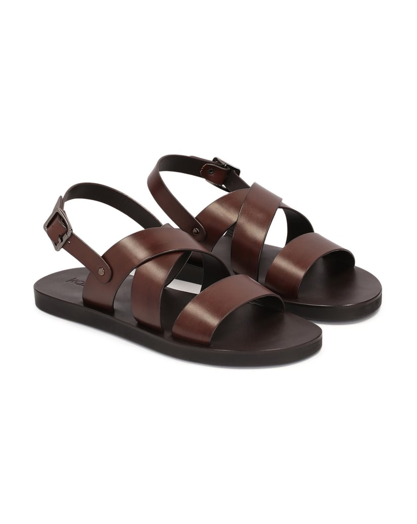 Kazar-Braune-Ledersandalen-mit-gerader-Sohle-braun