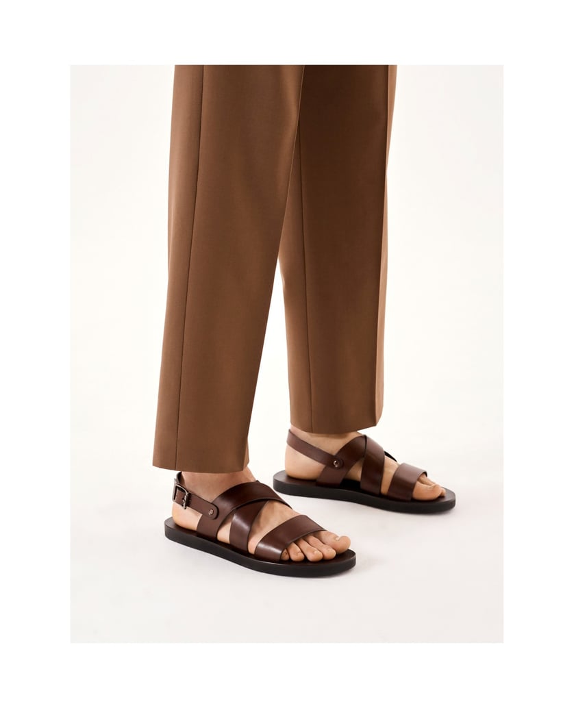 Kazar-Braune-Ledersandalen-mit-gerader-Sohle-braun