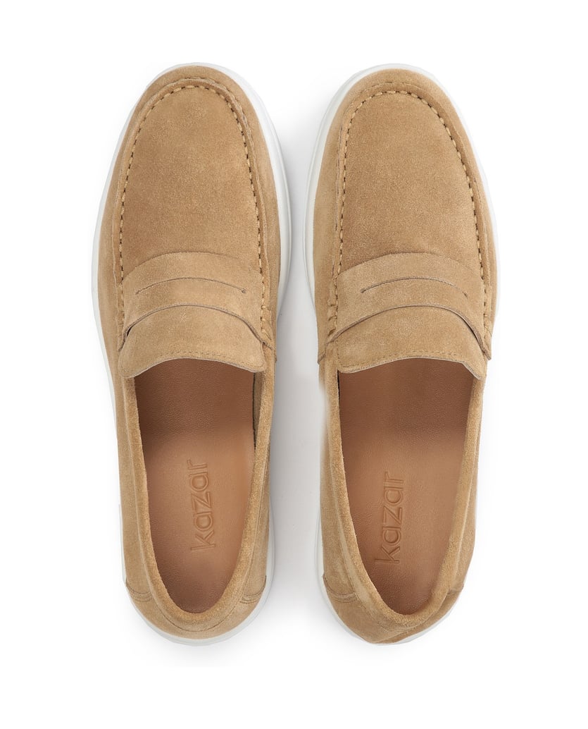 Kazar-Beigefarbene-Slip-on-Sneakers-mit-weißer-beige