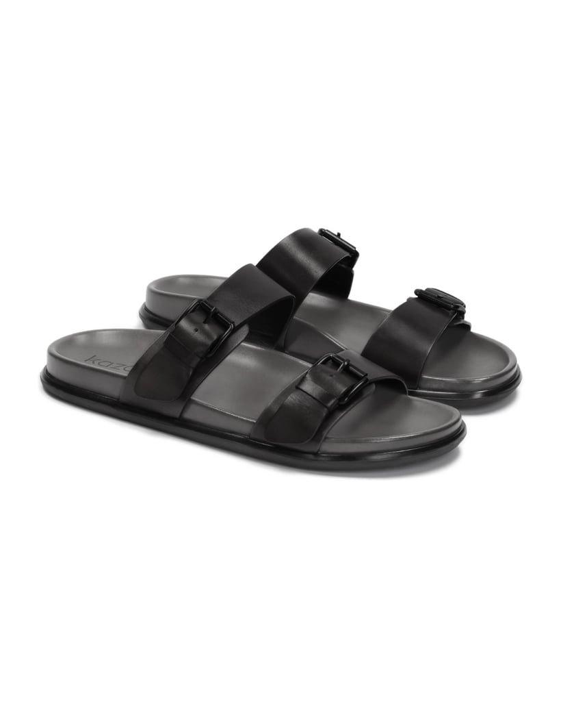 Kazar-Schwarze-Pantoletten-aus-genarbtem-Leder-schwarz