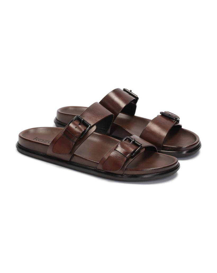 Kazar-Braune-Lederrutschen-mit-zwei-verstellba-braun