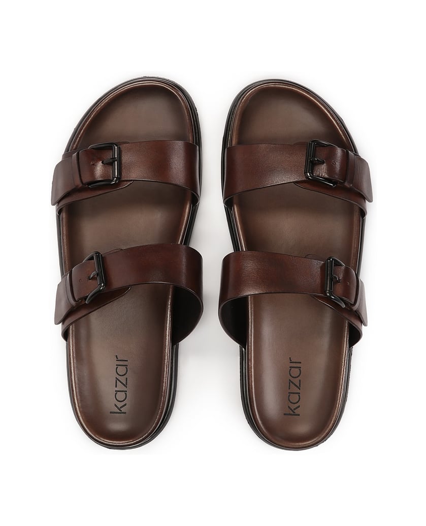 Kazar-Braune-Lederrutschen-mit-zwei-verstellba-braun