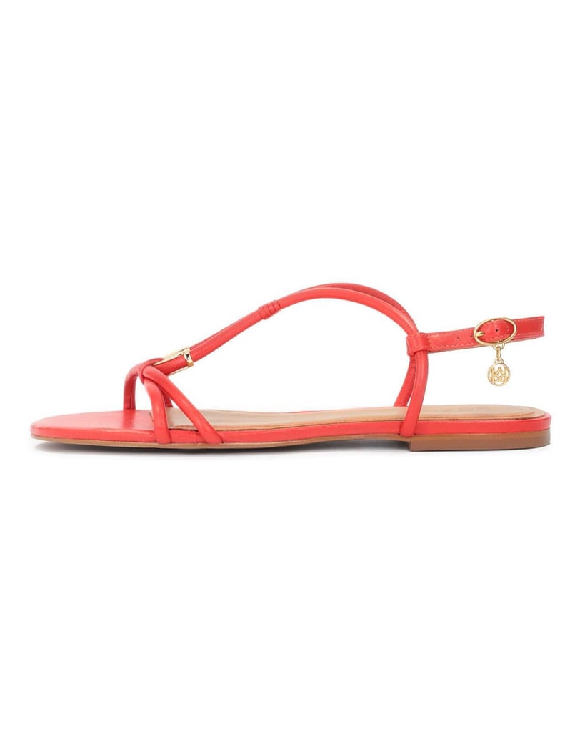 Kazar-Rote-Sandalen-auf-flacher-Sohle-mit-Über-rot