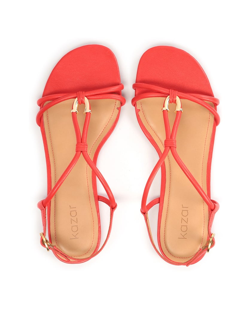 Kazar-Rote-Sandalen-auf-flacher-Sohle-mit-Über-rot