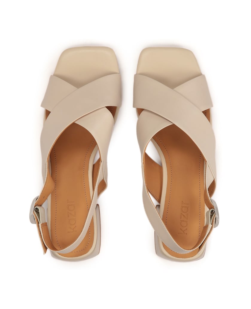 Kazar-Leather-sandals-on-a-low-heel-béžová