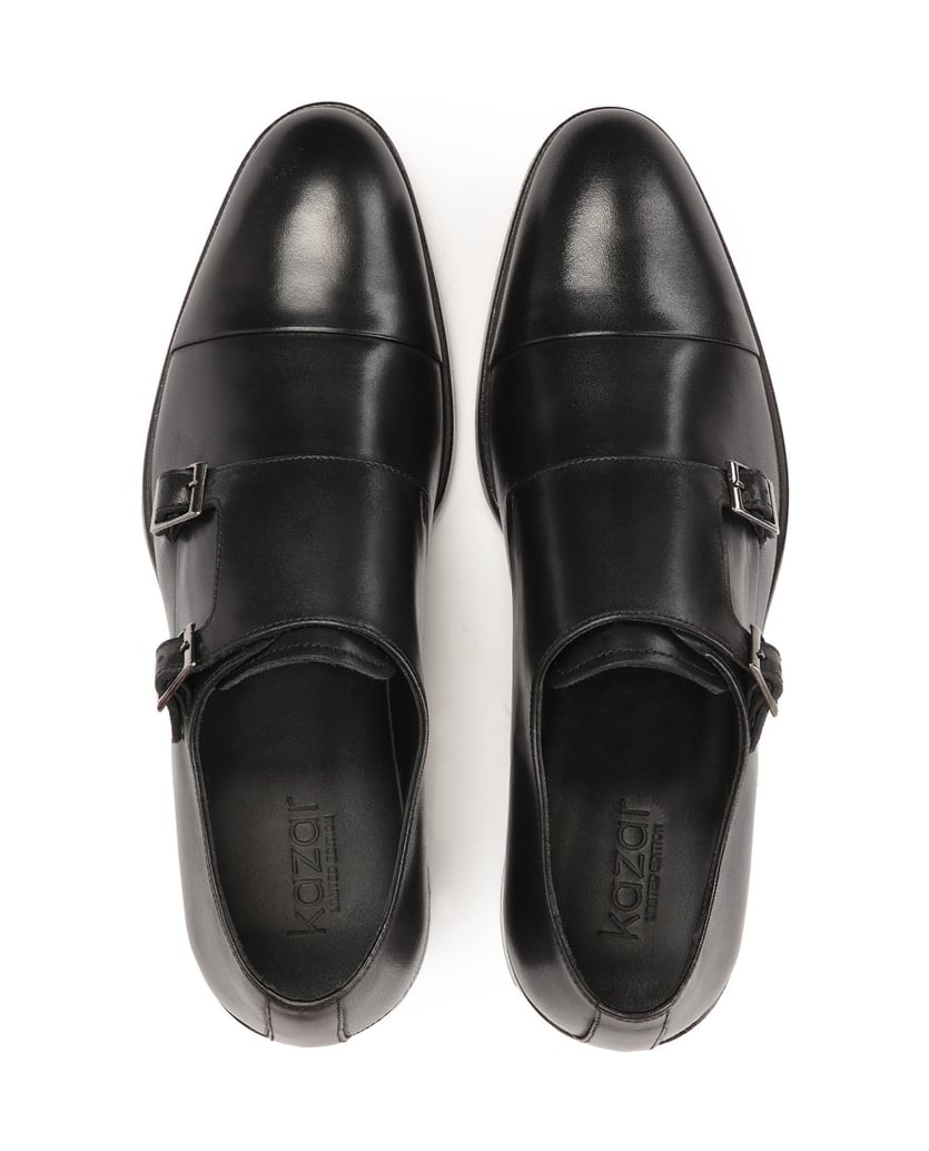 Kazar-Schwarze-lässige-Herren-Monk-Schuhe-aus-schwarz