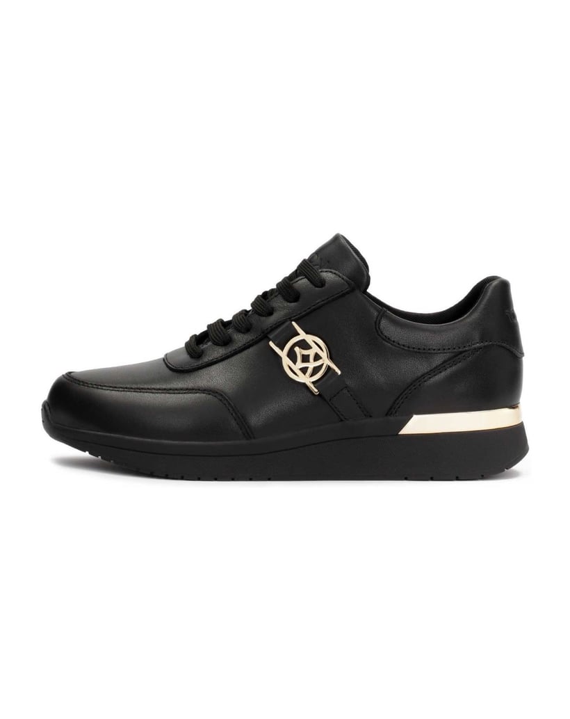 Kazar-Schwarze-Ledersneakers-mit-goldenen-Elem-schwarz
