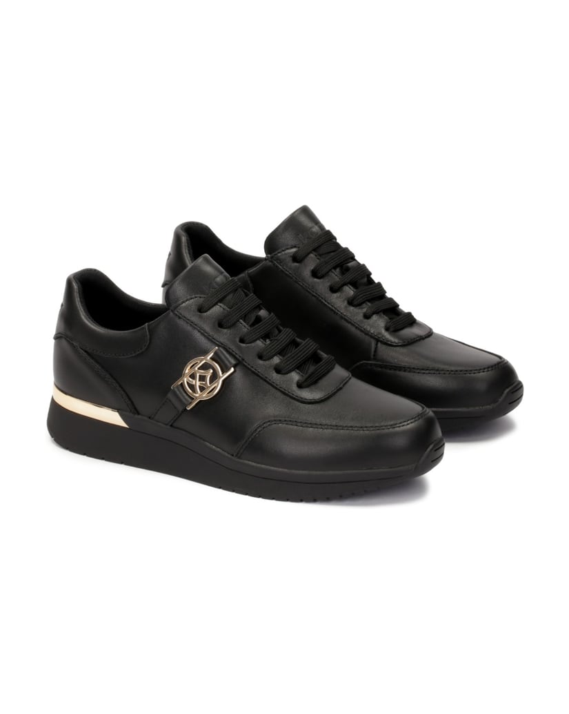 Kazar-Schwarze-Ledersneakers-mit-goldenen-Elem-schwarz