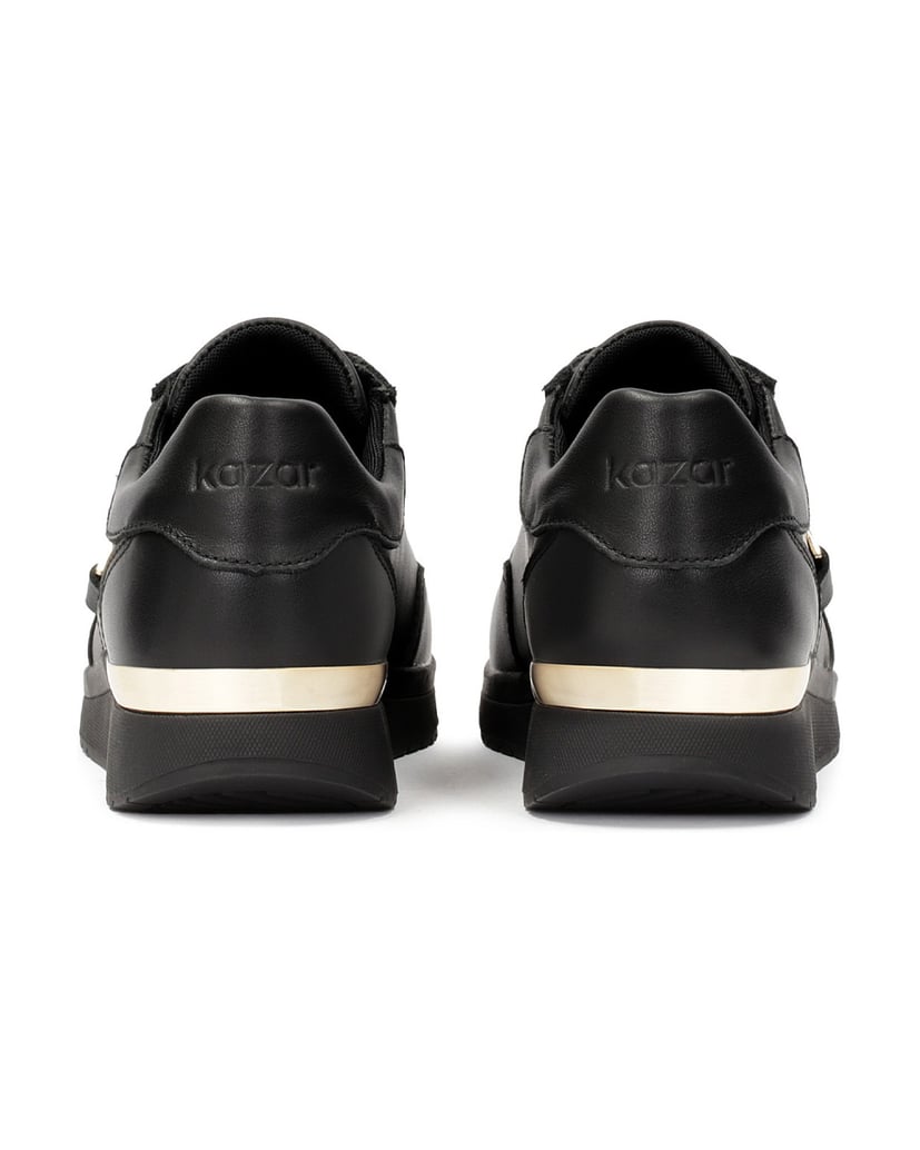 Kazar-Schwarze-Ledersneakers-mit-goldenen-Elem-schwarz