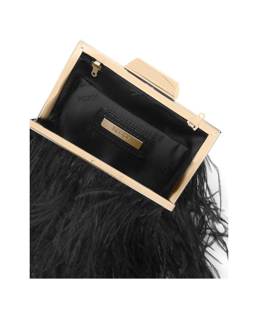 Kazar-Black-evening-handbag-with-feathers-čierna