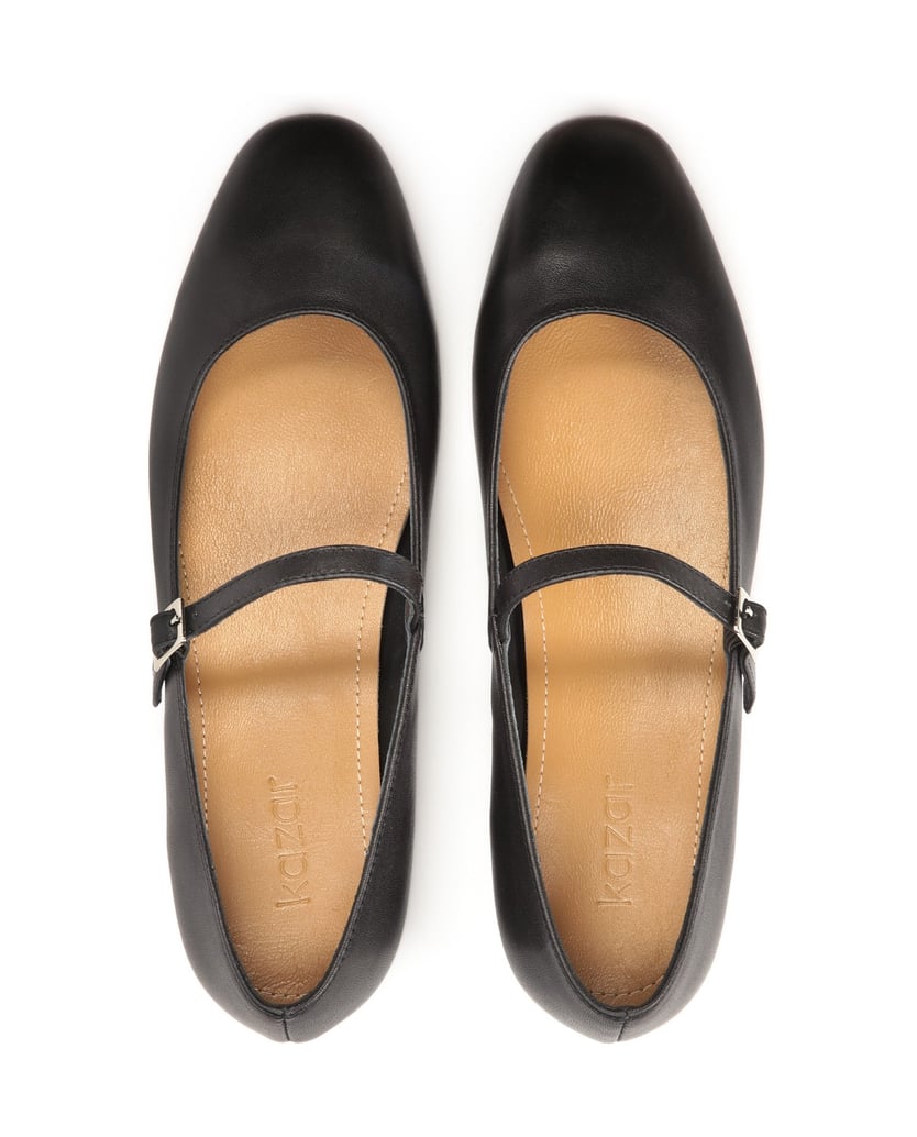 Kazar-Black-flat-heeled-pumps-with-strap-fastening-černá
