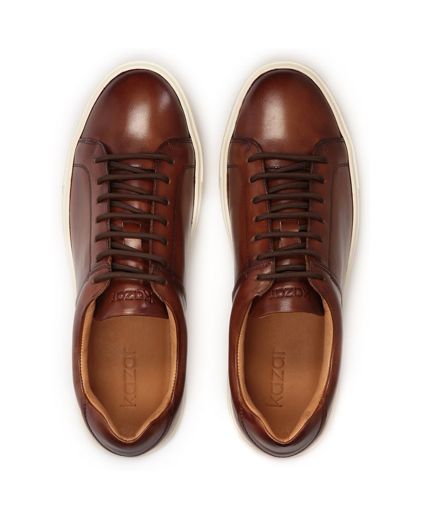 Kazar-Braune-Herren-Turnschuhe-mit-weißer-Sohl-braun