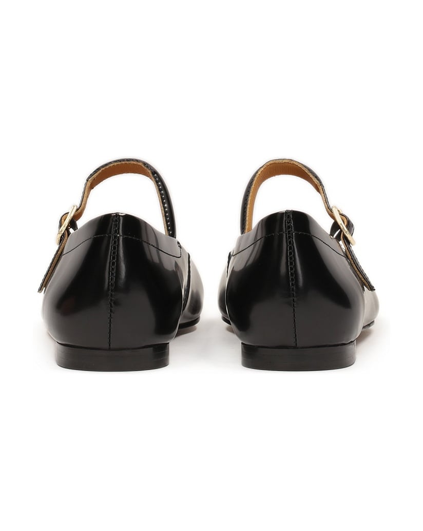 Kazar-Lederballerinas-mit-eckiger-Nase-schwarz