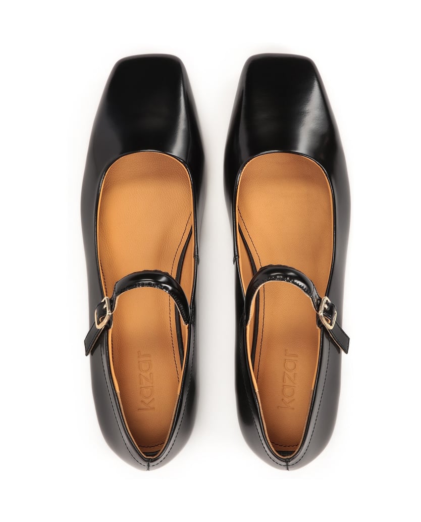 Kazar-Lederballerinas-mit-eckiger-Nase-schwarz