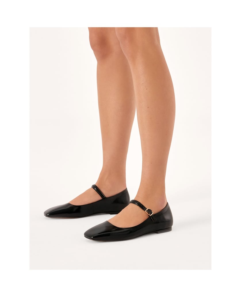 Kazar-Lederballerinas-mit-eckiger-Nase-schwarz