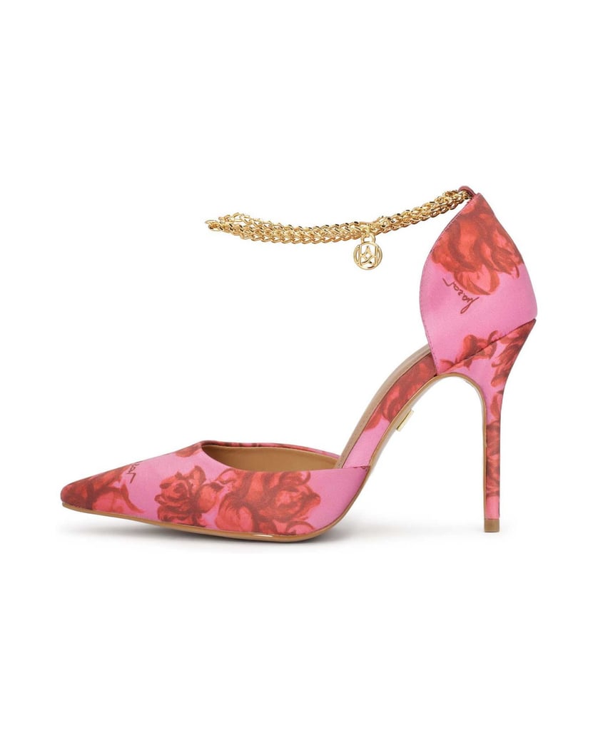 Kazar-Geblümte-Pumps-mit-einer-Kette-am-Knöche